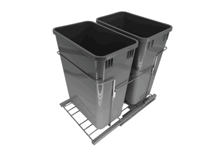 SiYi America - 35/50QT Double Waste Container Wire Pull Out Set (Kit + Two Trash Bins)