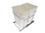 Siyi America - 35QT White Double Waste Container Wire Pull Out Set (Kit + Two 35QT White Trash Bin)